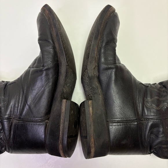 Old West Men’s 8 Cowboy Boots Black Leather Western Wear Rodeo Farm Dancing Shoe - Picture 7 of 9